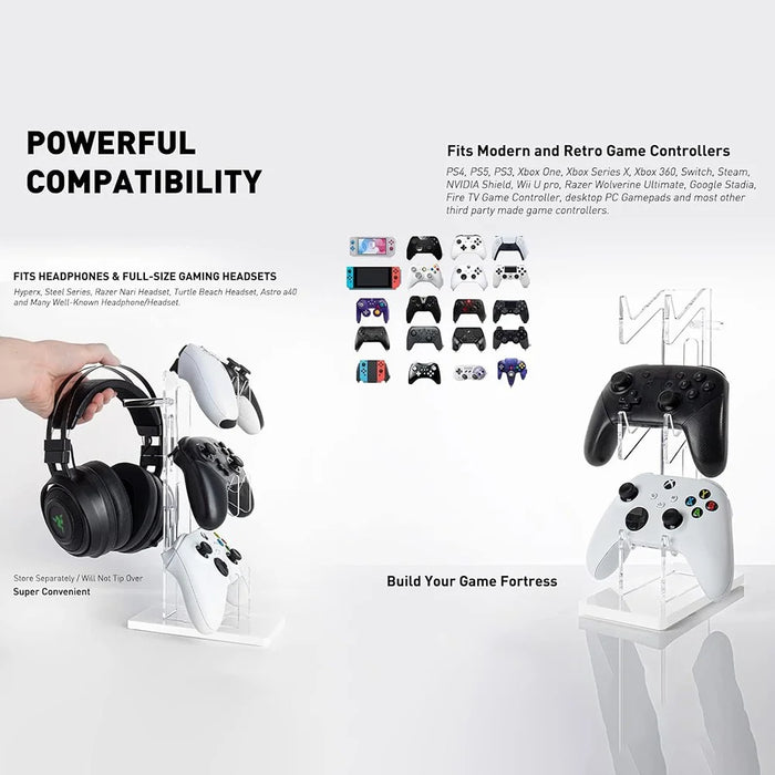 Game Controller Holder Crystal Acrylic Gamepad Display Stand Bracket Rack for Switch  /  Xbox - White - 6