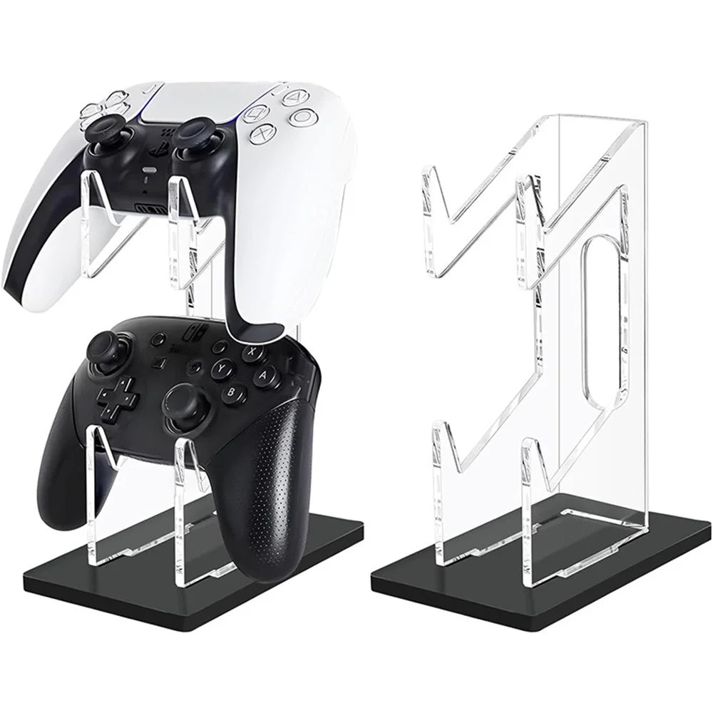 Acrylic Clear Controller Display Stand 2 Tiers Game Controller Holder Dual Controller Stand - Black - 1