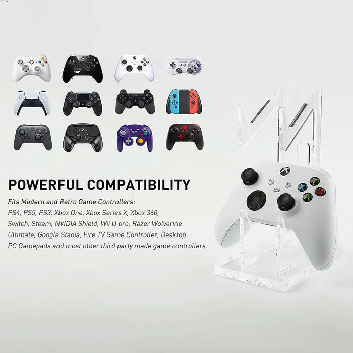 Acrylic Clear Controller Display Stand 2 Tiers Game Controller Holder Dual Controller Stand - Black - 6