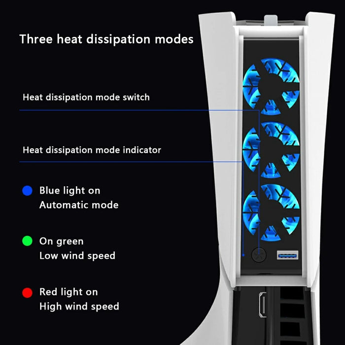 IPEGA PG-P5S004 Cooling Fan for PS5 Slim Console 3 Speeds Adjustable Cooler Fan with LED Light - 6