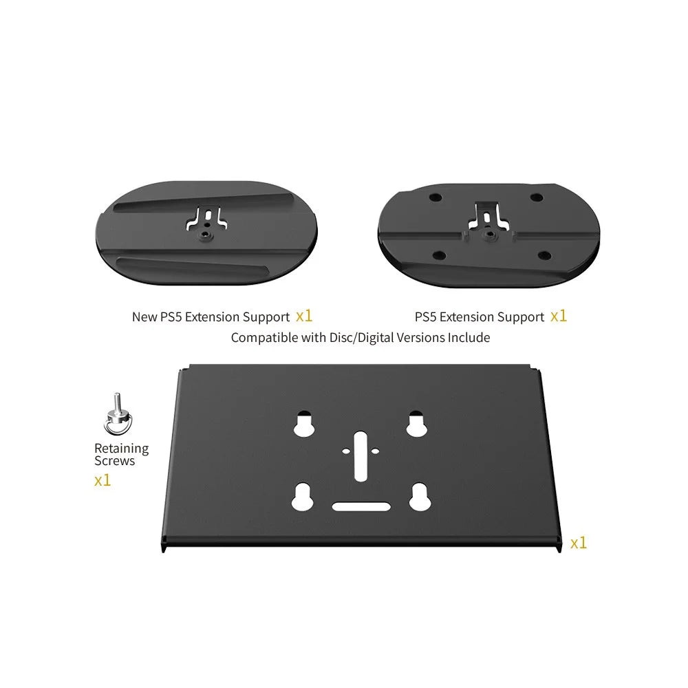 DOBE TP5-3502 Wall Mount Holder for Sony PS5 / Slim Console Bracket Set with Controller Hook, Headset Hook - 4