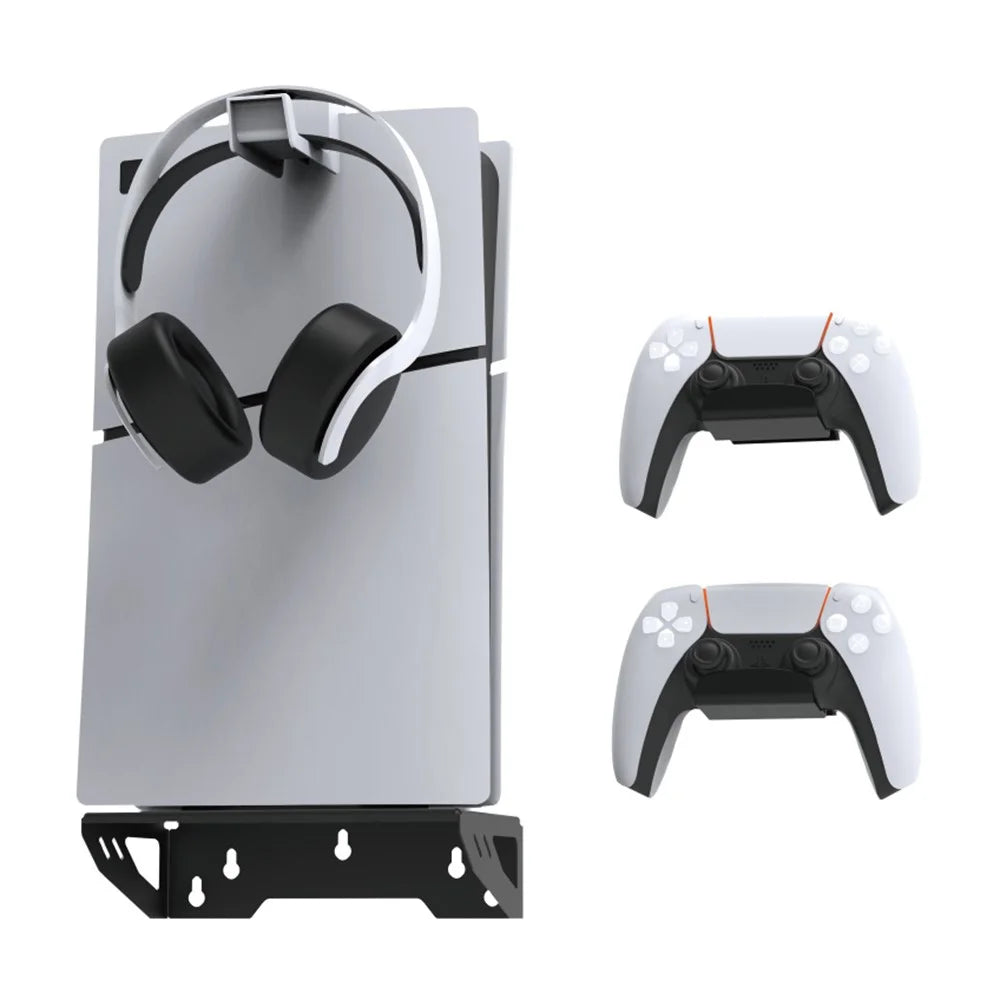 DOBE TP5-3502 Wall Mount Holder for Sony PS5 / Slim Console Bracket Set with Controller Hook, Headset Hook - 7