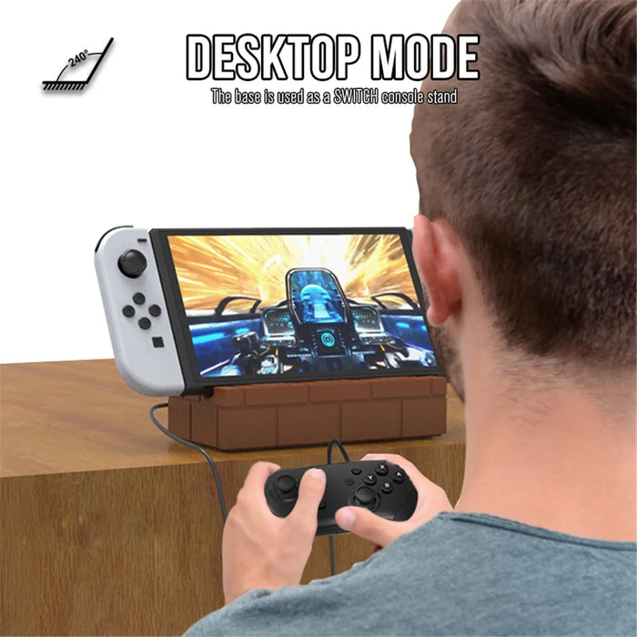 HS-SW480 For Nintendo Switch / Switch OLED TV Dock Charging Station with USB, HD Video, Type-C Outputs - Brown - 3