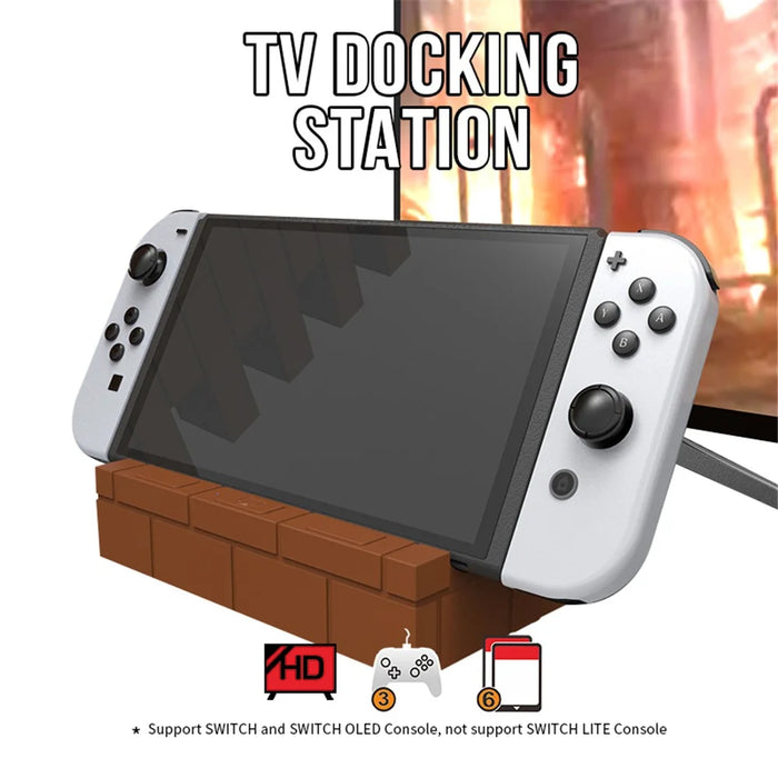 HS-SW480 For Nintendo Switch / Switch OLED TV Dock Charging Station with USB, HD Video, Type-C Outputs - Brown - 4