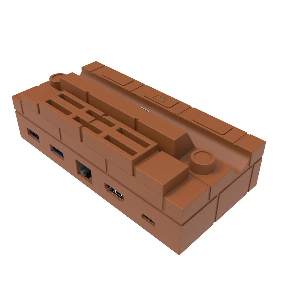 HS-SW500 For Nintendo Switch / Switch OLED Video Converter Dock Station with RJ45+USB+HD+Type-C - Brown - 2