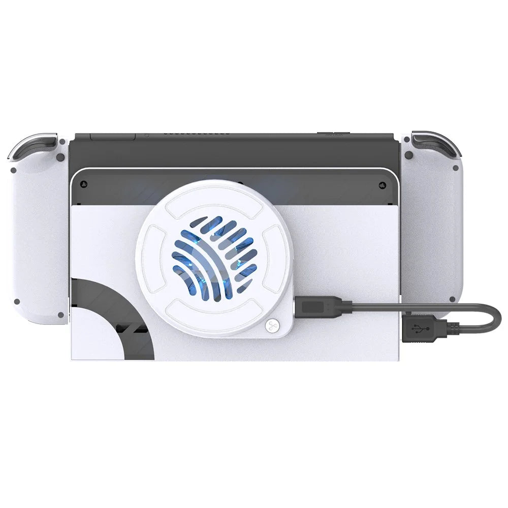 TOPWOLF For Nintendo Switch OLED Dock Cooling Fan Game Console Back Cover Cooler - White - 2