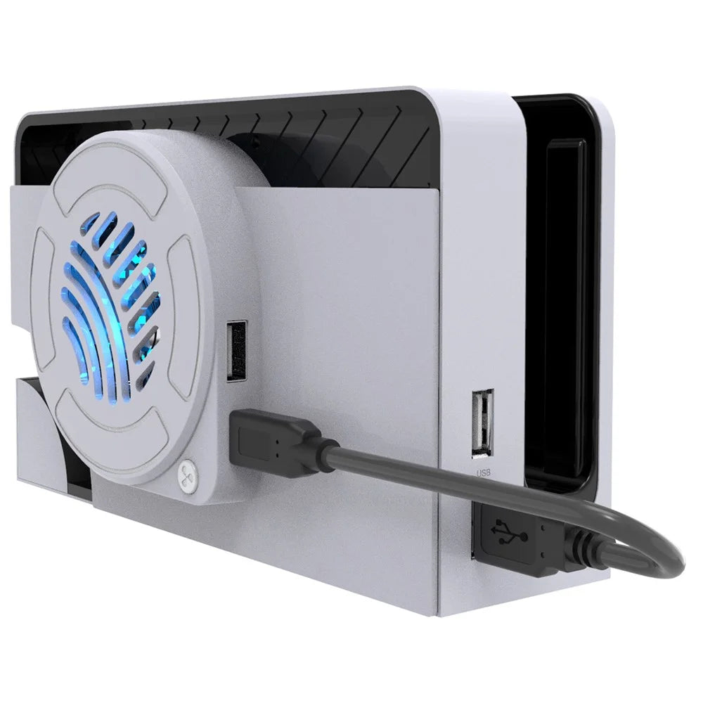TOPWOLF For Nintendo Switch OLED Dock Cooling Fan Game Console Back Cover Cooler - White - 4