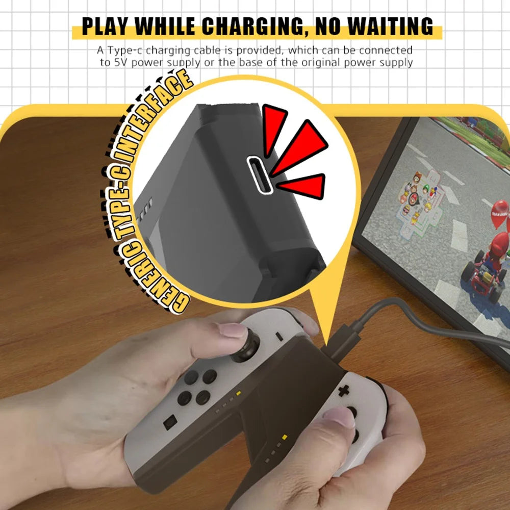 TOPWOLF HS-SW385 For Nintendo Switch OLED Joy-Con Game Controller Charging Handle Grip - Black - 4