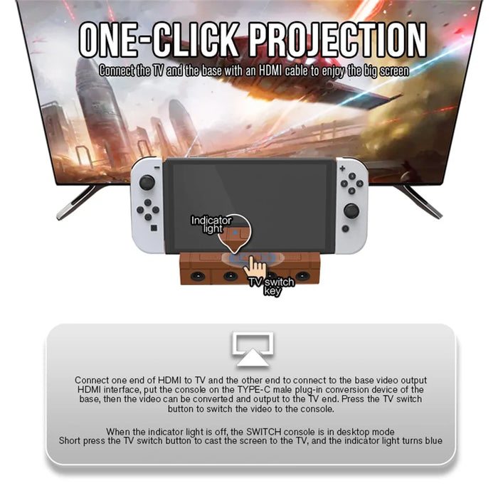 HS-SW450 For Nintendo Switch Game NGC Controller Converter Station with USB, HD Video, Type-C - Brown - 7
