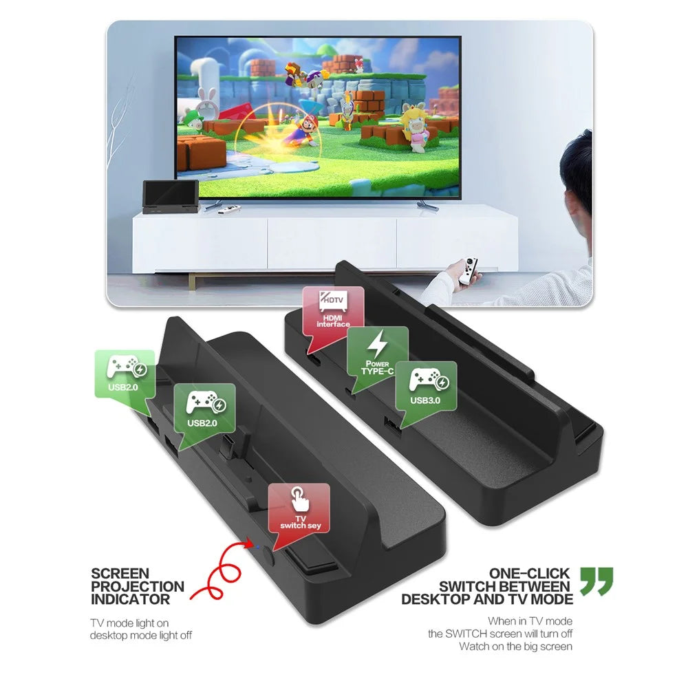 TOPWOLF HS-SW336 For Nintendo Switch HD Video TV Converter Dock Station Game Accessories - 5