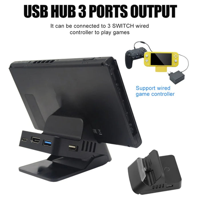 TOPWOLF HS-SW234 For Nintendo Switch / Switch Lite Projection Base USB Hub Charging Dock (1st Gen) - 4