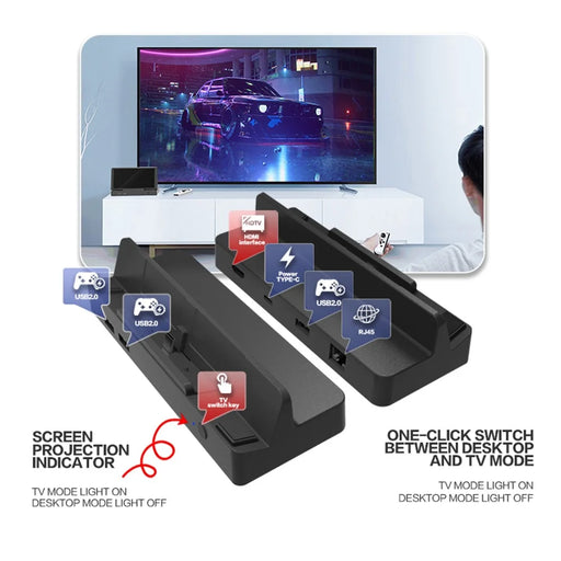 TOPWOLF HS-SW335 For Nintendo Switch / Switch OLED HD Video Screen Projection Base with RJ45 Ethernet Port - 2