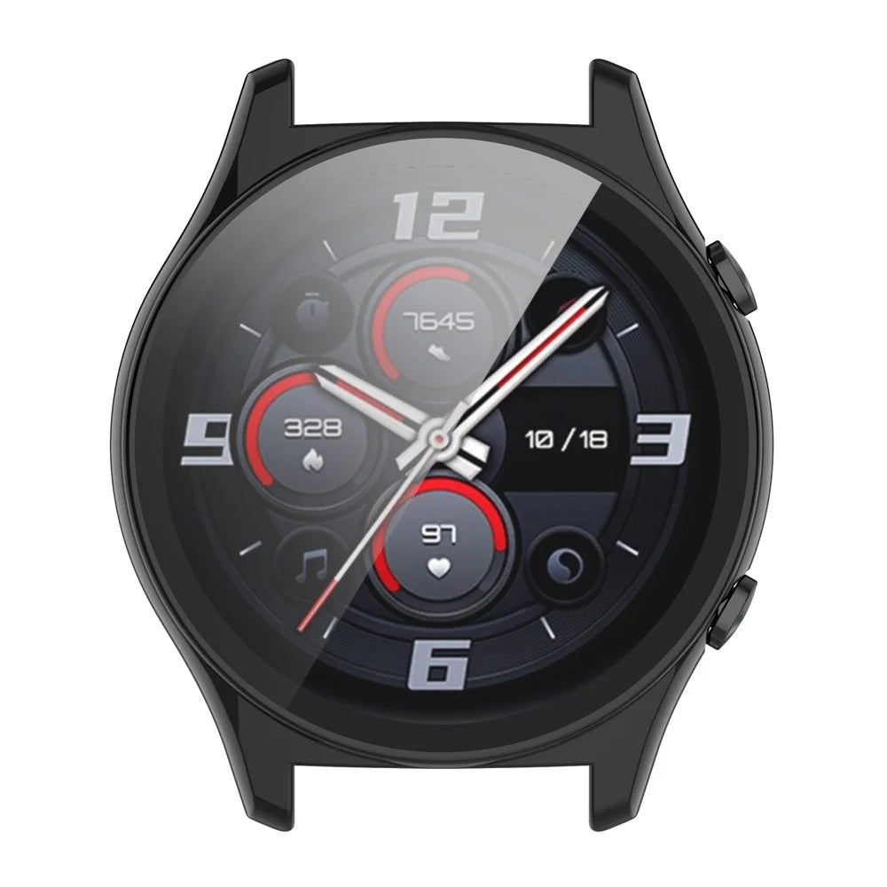 For Honor Watch GS 4 Smartwatch Frame Cover Hard PC Case with Tempered Glass Screen Film - Black - 5