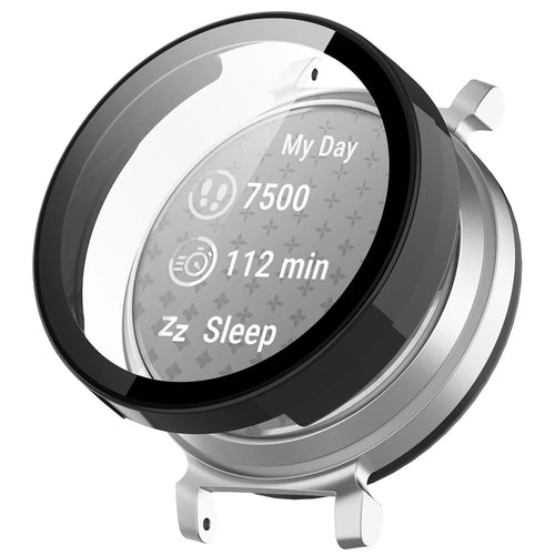For Garmin Lily 2 Hard PC Watch Protection Case Cover with Tempered Glass Screen Film - Black - 1