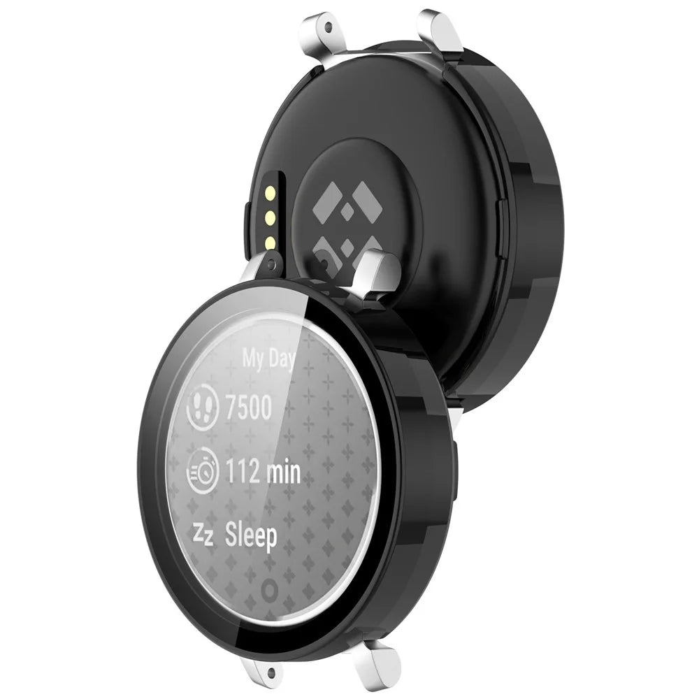 For Garmin Lily 2 Hard PC Watch Protection Case Cover with Tempered Glass Screen Film - Black - 7