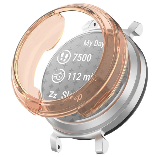 For Garmin Lily 2 Hollow-Out Shockproof TPU Watch Frame Case Smartwatch Protector - Transparent Pink - 1
