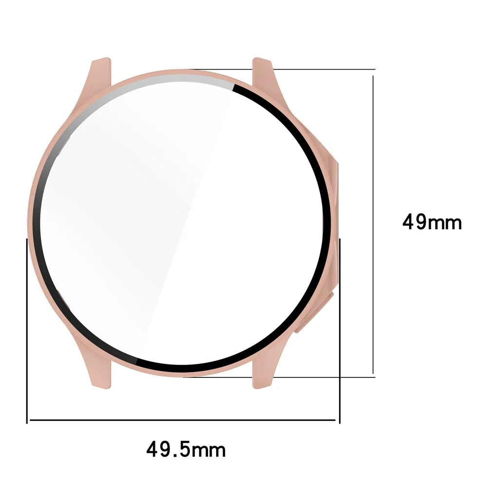 For Oppo Watch X / OnePlus Watch 2 46mm Drop Protection PC Watch Frame Cover with Tempered Glass Screen Film - Black - 7