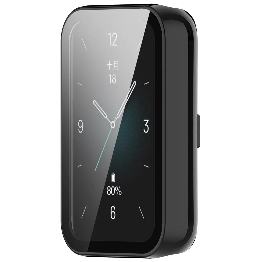 For Honor Band 9 Hard PC Watch Case Scratch Proof Cover with Tempered Glass Screen Film - Black - 2