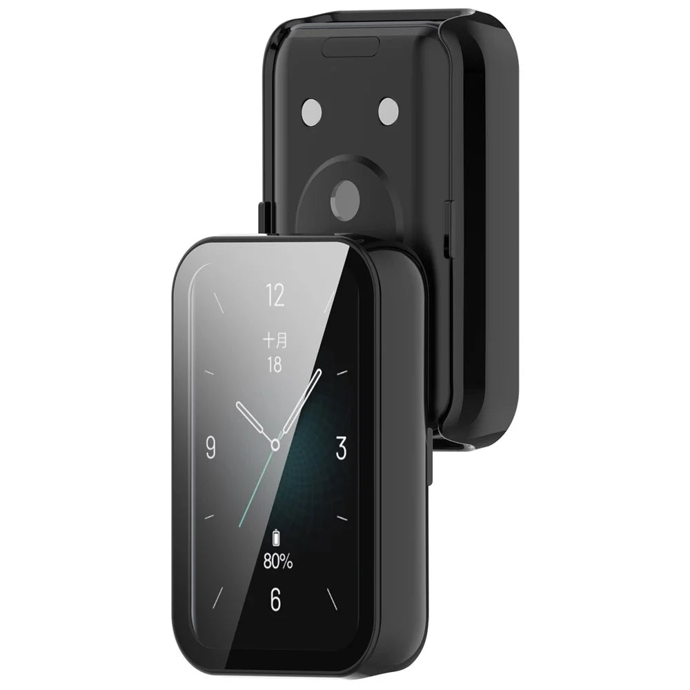 For Honor Band 9 Hard PC Watch Case Scratch Proof Cover with Tempered Glass Screen Film - Black - 7