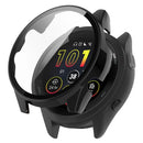 For Garmin Forerunner 165 / Forerunner 165 Music Hard PC Cover Watch Case with Tempered Glass Screen Film - Black - 1