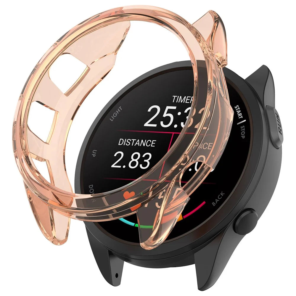 For Garmin Forerunner 165 / Forerunner 165 Music TPU Watch Frame Smartwatch Protector Case - Transparent Pink - 1