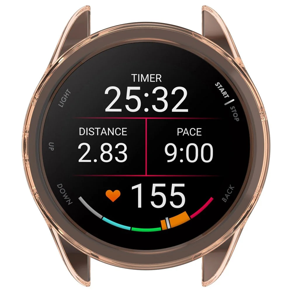 For Garmin Forerunner 165 / Forerunner 165 Music TPU Watch Frame Smartwatch Protector Case - Transparent Pink - 5