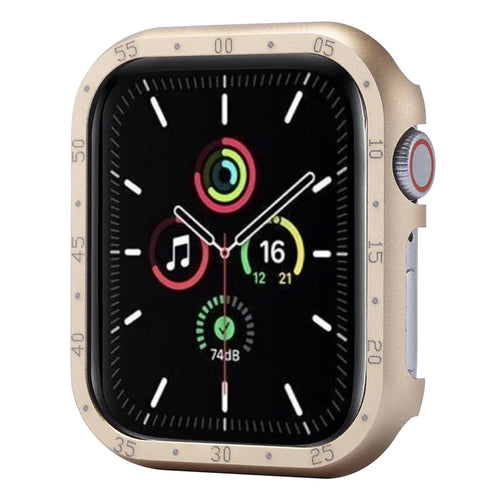 For Apple Watch Series 9  /  8  /  7 45mm Case Aluminum Alloy Watch Protective Cover with Dial Plate - Gold - 1
