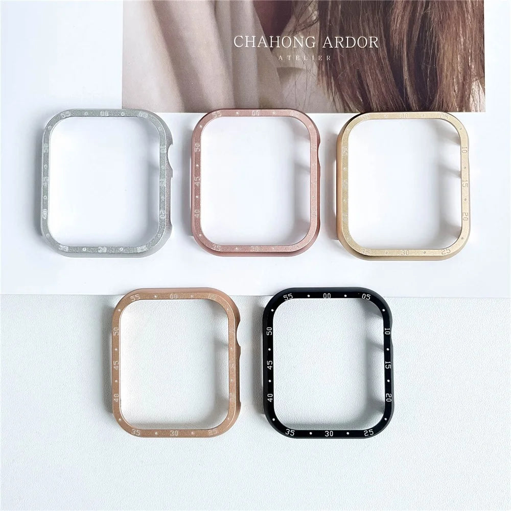 For Apple Watch Series 9 / 8 / 7 41mm Aluminum Alloy Watch Case Protective Cover with Dial Plate - Gold - 5