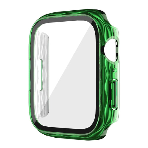 For Apple Watch Series SE3 / SE2 / SE1 /  6 / 5 / 4 44mm Hard PC Watch Case Cover with Tempered Glass Screen Film - Transparent Green - 1