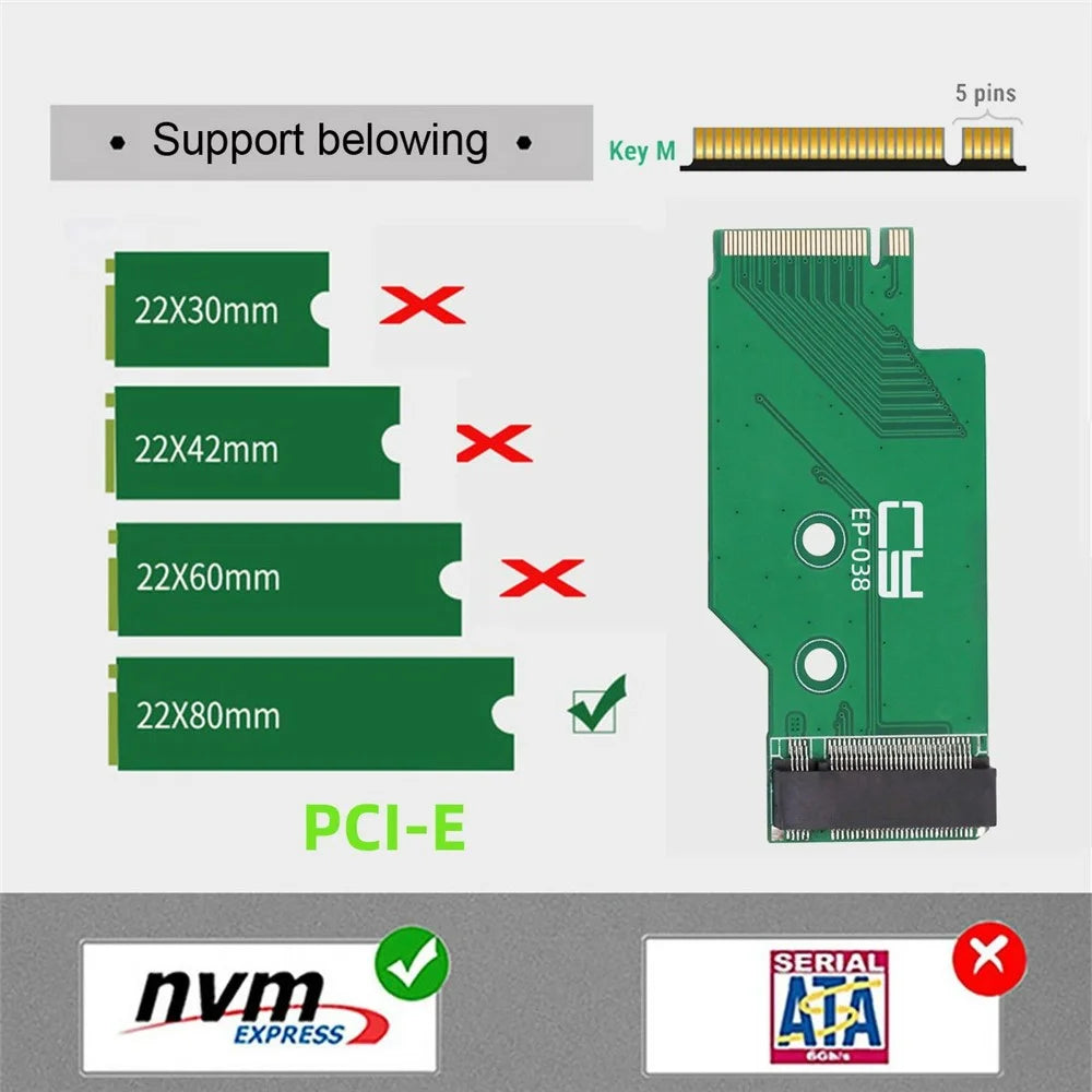 EP-038 For Lenovo Legion Go Game Boy NGFF NVME M-Key 22x42mm to 22x80mm Male to Female Extension SSD Adapter - 3