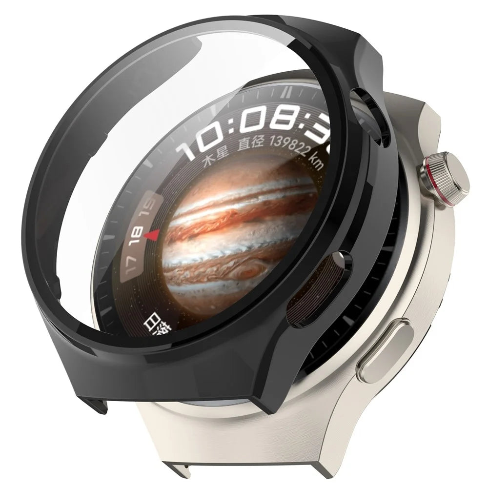 For Huawei Watch 4 Pro Hard PC Watch Case with Built-in Tempered Glass Screen Film - Black - 1