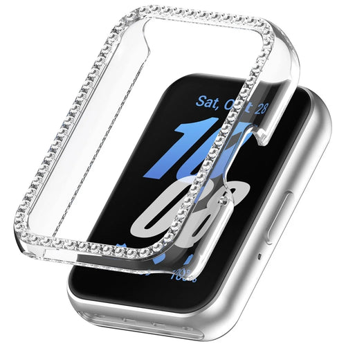 For Samsung Galaxy Fit3 R390 Anti-Collision Watch Case Rhinestone Decor PC Hollow Clear Protective Frame - 1