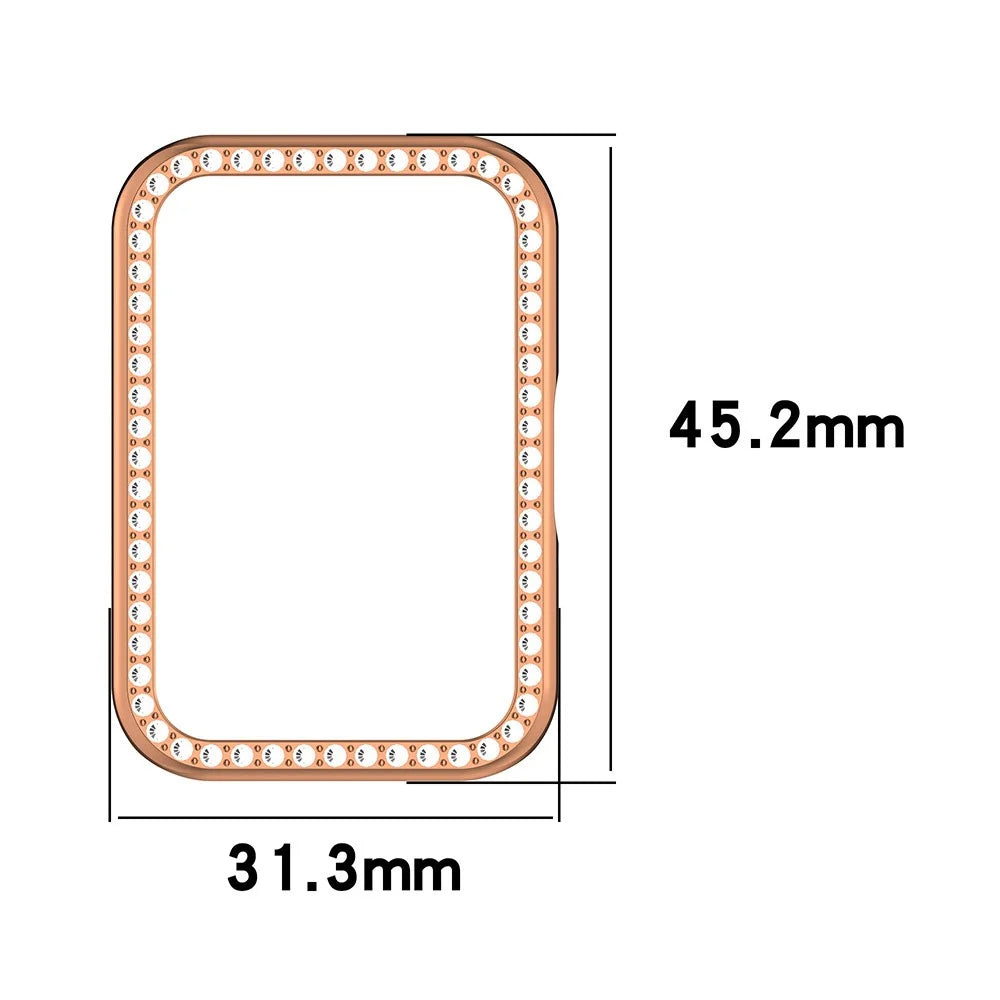For Samsung Galaxy Fit3 (SM-R390) Rhinestone Decor PC Watch Case Anti-Scratch Hollow Frame - Electroplated Black - 7