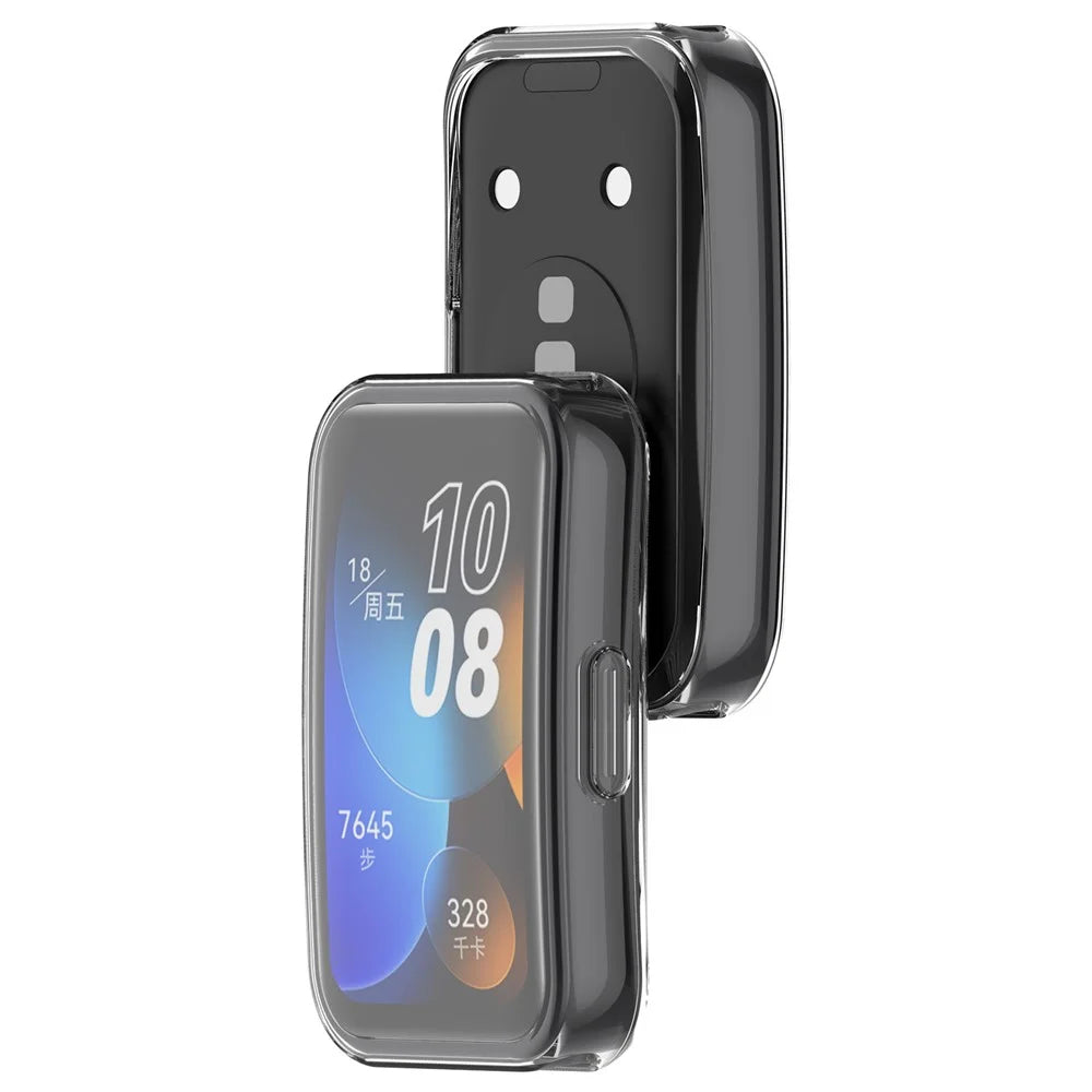 For Huawei Band 9 / 9 NFC / 8 / 8 NFC TPU Full Cover Watch Protective Case Electroplating Shell - Transparent White - 7