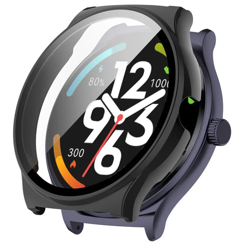 For Haylou Solar Lite (R001) Hard PC Watch Frame Cover with Tempered Glass Screen Film - Black - 1