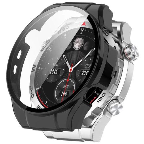 For Haylou Watch R8 Watch Case PC Protective Cover with Tempered Glass Screen Film - Black - 1