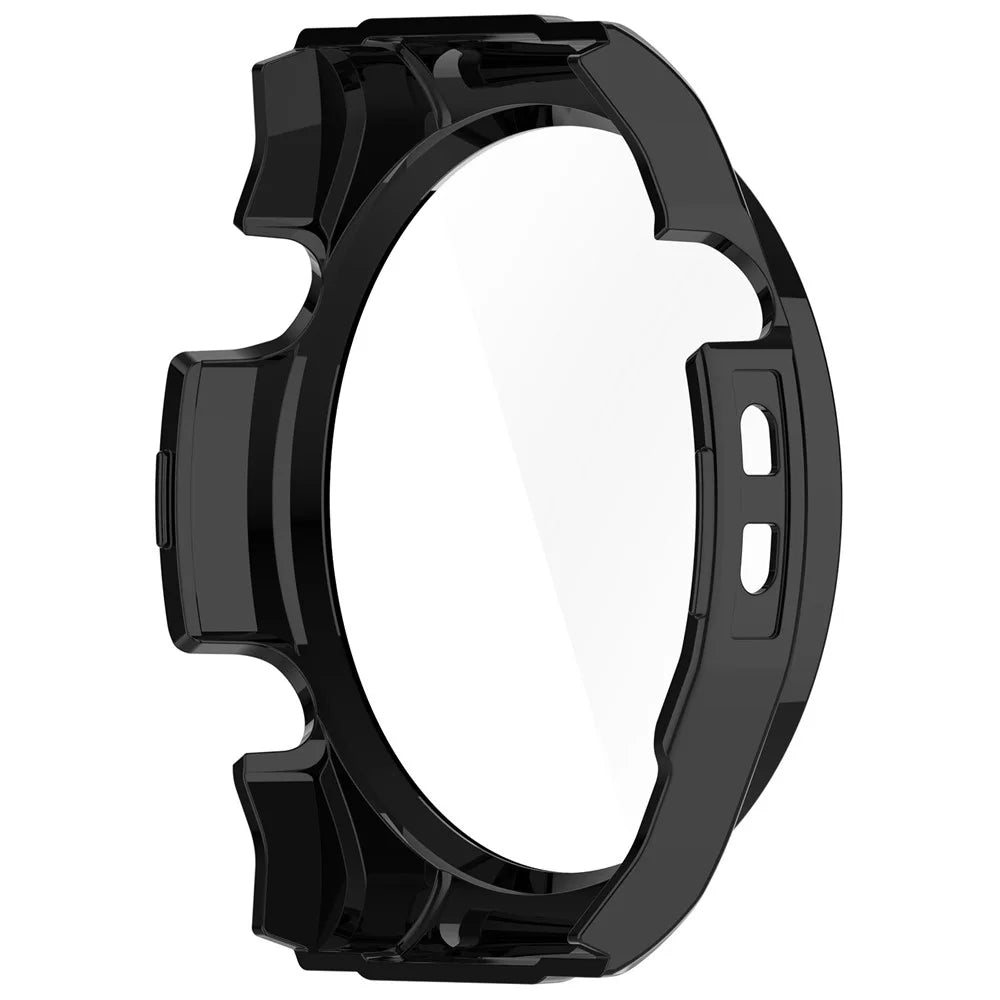 For Haylou Watch R8 Watch Case PC Protective Cover with Tempered Glass Screen Film - Black - 3