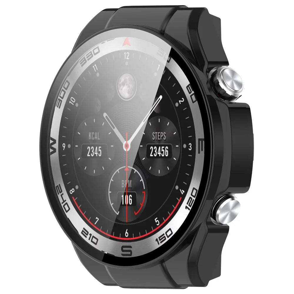For Haylou Watch R8 Watch Case PC Protective Cover with Tempered Glass Screen Film - Black - 5