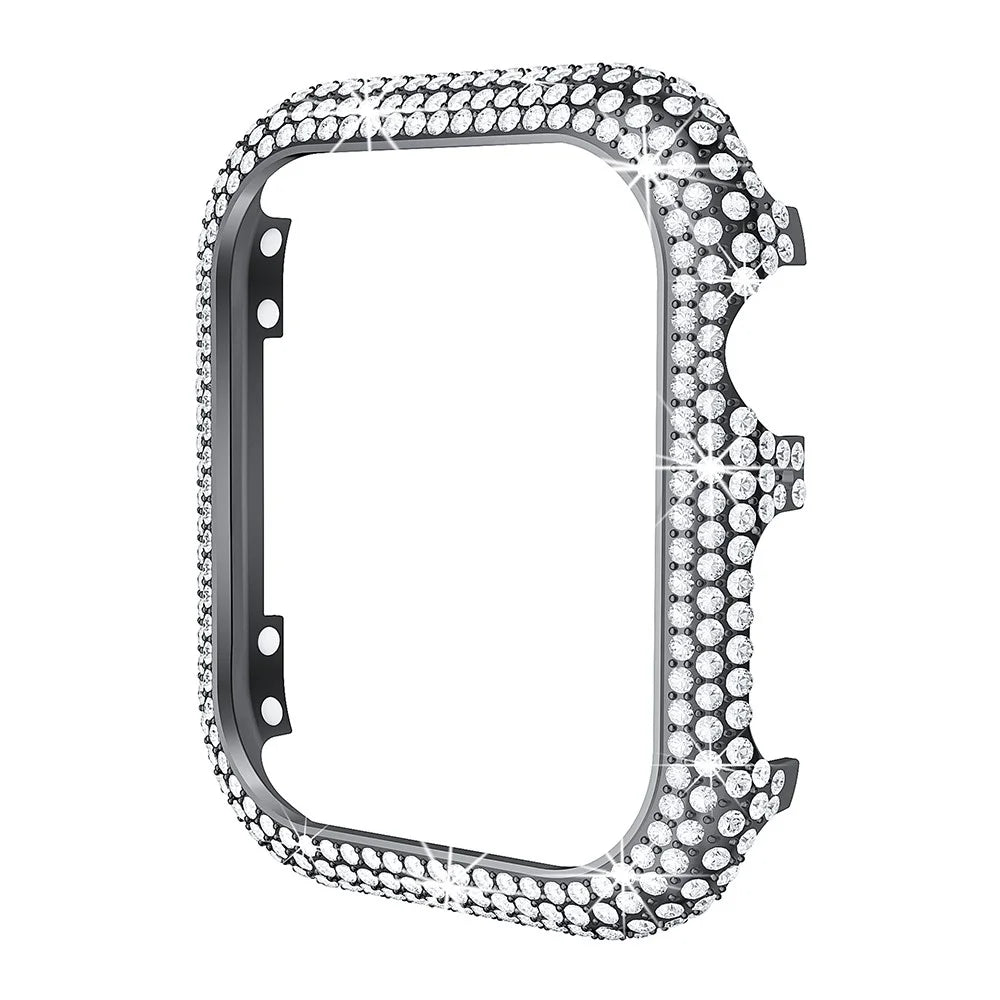 For Apple Watch Series SE3 / SE2 / SE1 /  6 / 5 / 4 44mm Watch Case Full Rhinestone Alloy Protective Frame - Black - 2