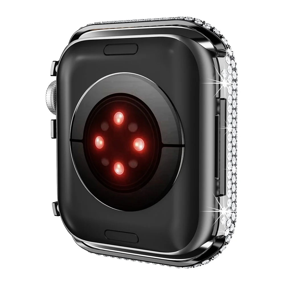 For Apple Watch Series SE3 / SE2 / SE1 /  6 / 5 / 4 44mm Watch Case Full Rhinestone Alloy Protective Frame - Black - 3