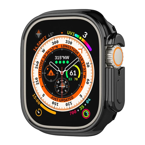 For Apple Watch Ultra 3 / Ultra 2 / Ultra 49mm Electroplating TPU Watch Case Hollow Anti-Drop Frame - Black - 1