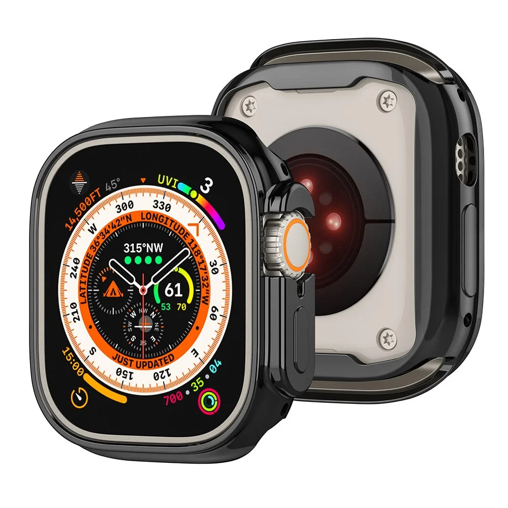 For Apple Watch Ultra 3 / Ultra 2 / Ultra 49mm Electroplating TPU Watch Case Hollow Anti-Drop Frame - Black - 4