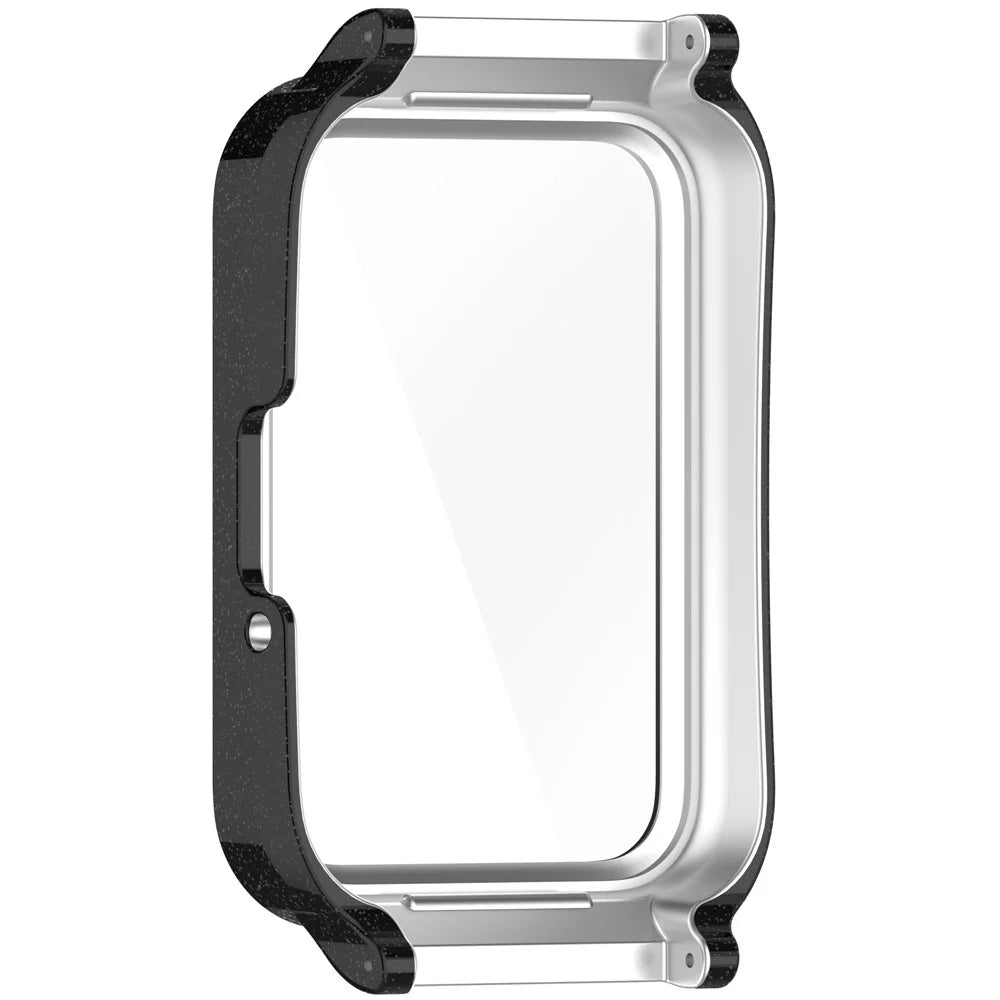 Watch Case for Samsung Galaxy Fit3 Rhinestone Decor PC Cover with Tempered Glass Screen Film - Electroplated Black - 4
