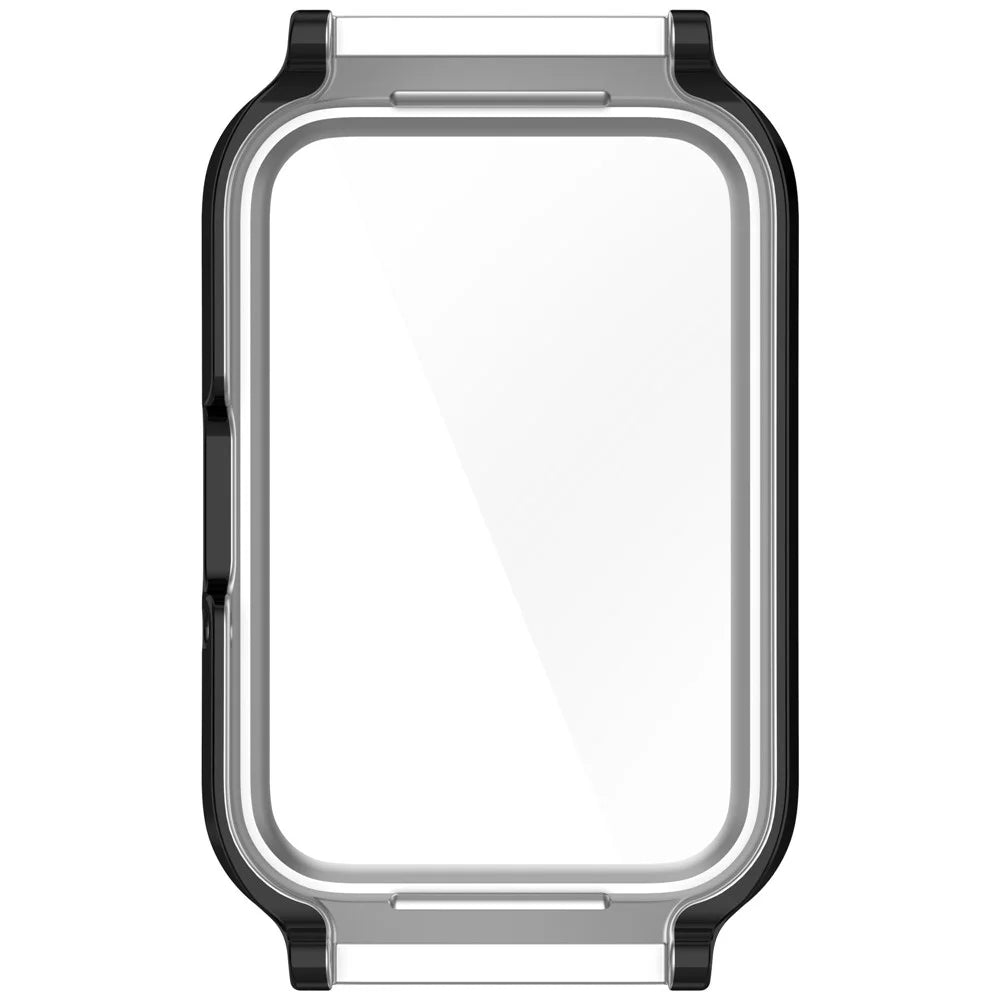 Watch Case for Samsung Galaxy Fit3 Rhinestone Decor PC Cover with Tempered Glass Screen Film - Electroplated Black - 6