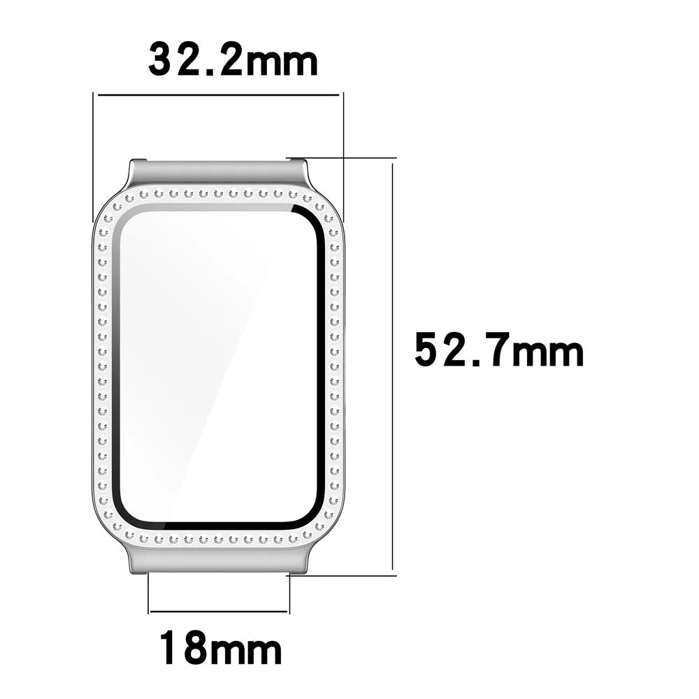 Watch Case for Samsung Galaxy Fit3 Rhinestone Decor PC Cover with Tempered Glass Screen Film - Electroplated Black - 7