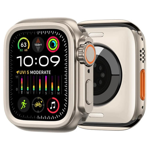 For Apple Watch Series 9  /  8  /  7 45mm Aluminum Alloy Watch Cover Protective Case - Titanium - 1