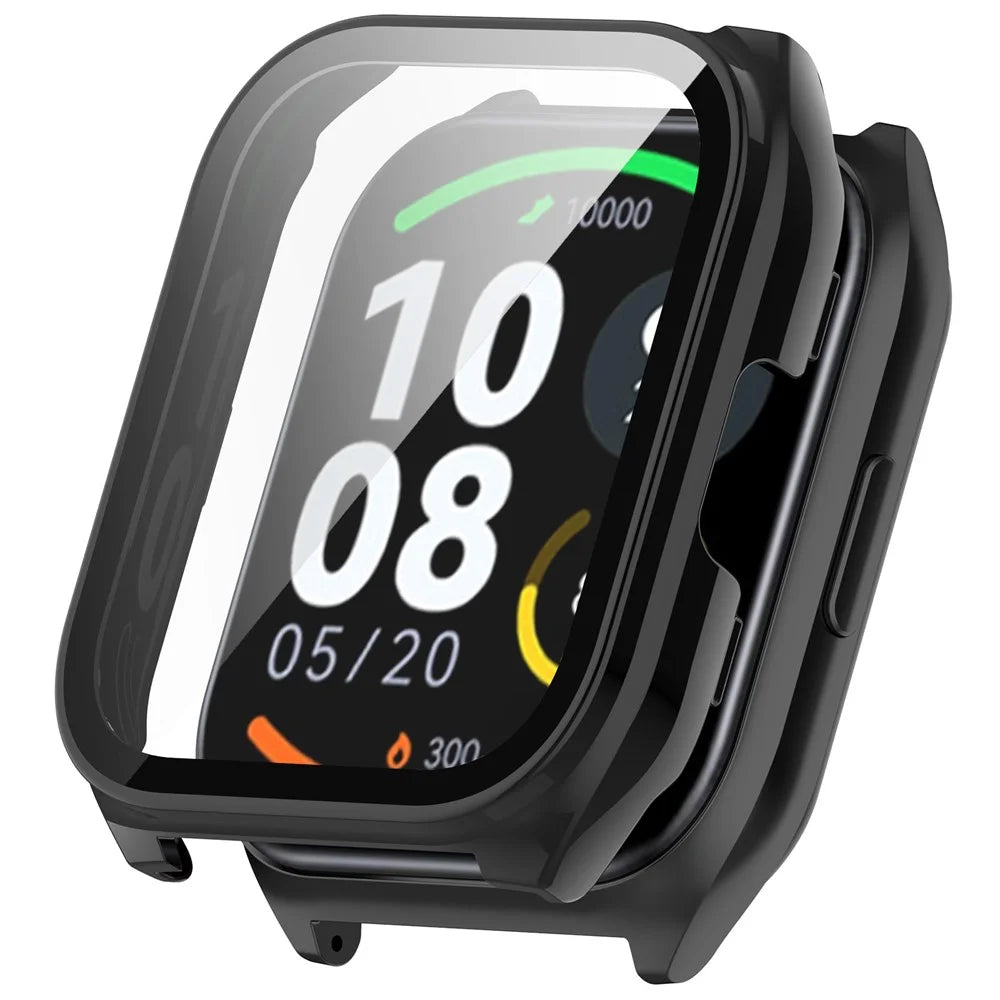 For Haylou Smart Watch 2 Pro (LS02 Pro) PC Protective Watch Case with Tempered Glass Screen Protector - Black - 1