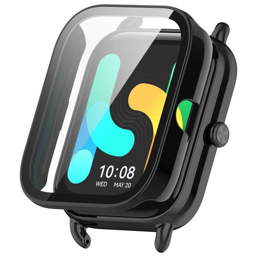 For Haylou GST Lite(LS13) / (LS09B) PC Case Protective Watch Cover with Tempered Glass Screen Protector - Black - 1