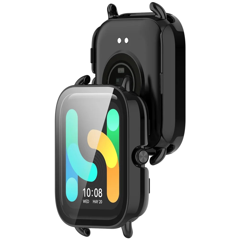 For Haylou GST Lite(LS13) / (LS09B) PC Case Protective Watch Cover with Tempered Glass Screen Protector - Black - 6