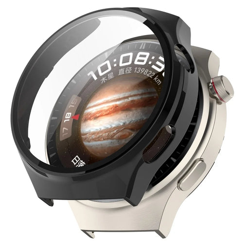 For Huawei Watch 4 Pro Space Edition Smartwatch PC Frame Case with Curved Tempered Glass Screen Film - Black - 1